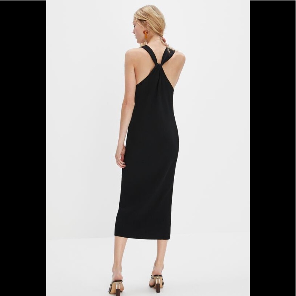 Zara Bandage Knit LBD Black Twist Back MIDI Dress 2893/005